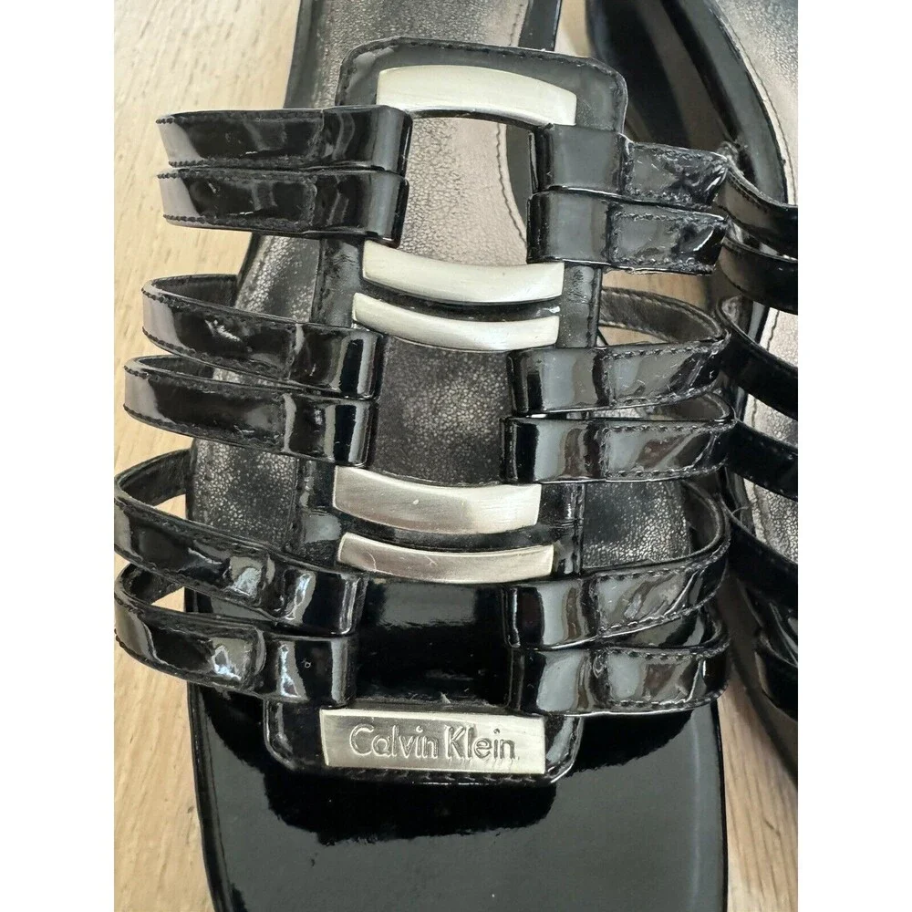 Calvin Klein Sandals Black Wedge Heel Women’s Size 9‎
